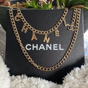 ❌SOLD to WGACA NYC ❌🎁 CHANEL Letters Logo Golden Chain Belt